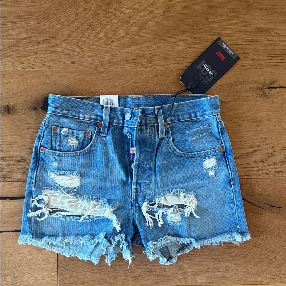 Levi's Light Blue Distressed Jean Shorts
